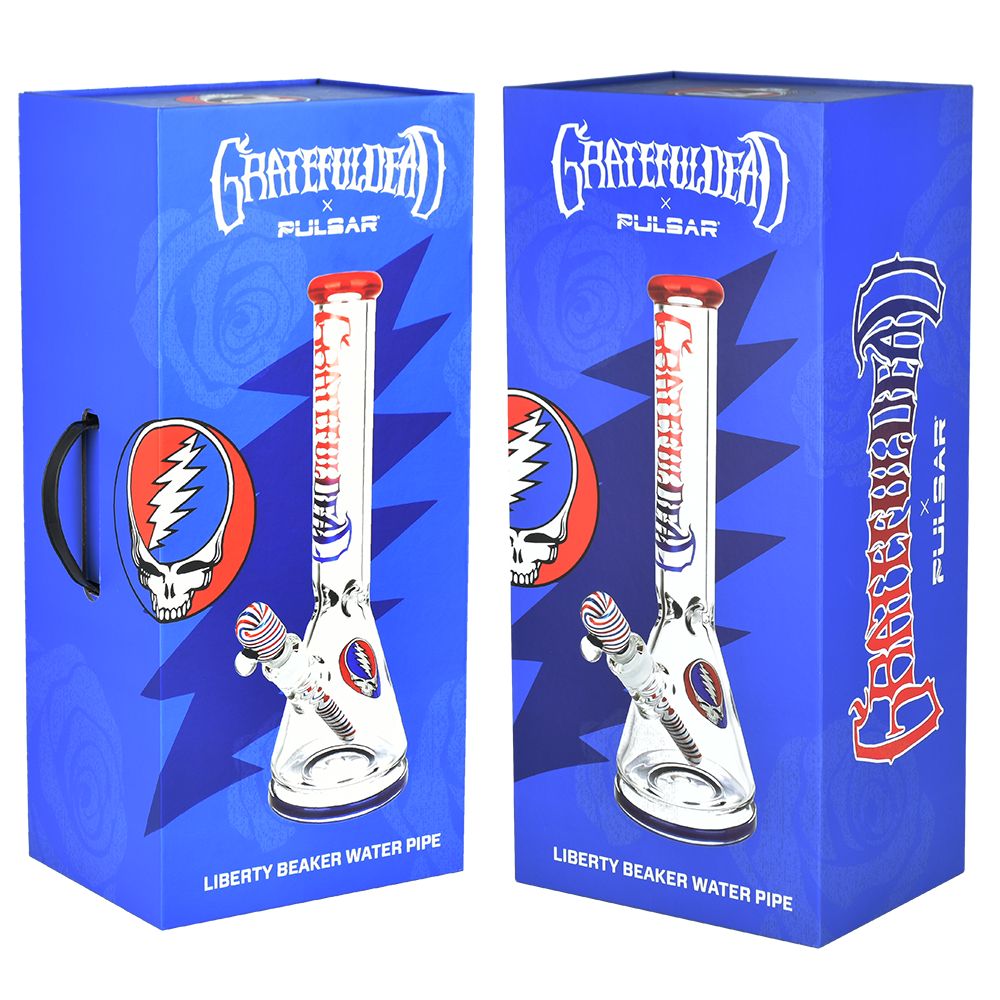 Grateful Dead x Pulsar "Liberty Beaker" Water Pipe - 15.75" / 14mm F, BDD Wholesale