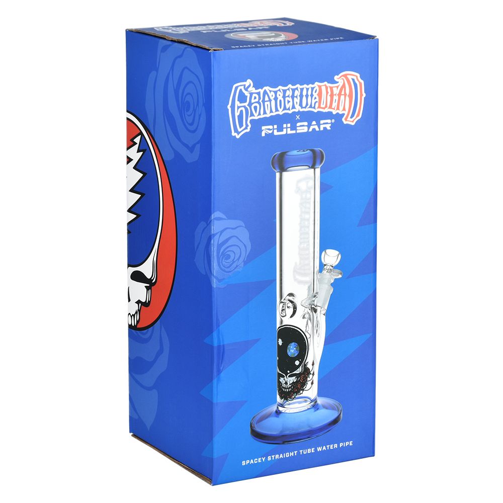Grateful Dead x Pulsar Space Your Face Straight Tube Glass Water Pipe - 11.75" / 14mm F, BDD Wholesale