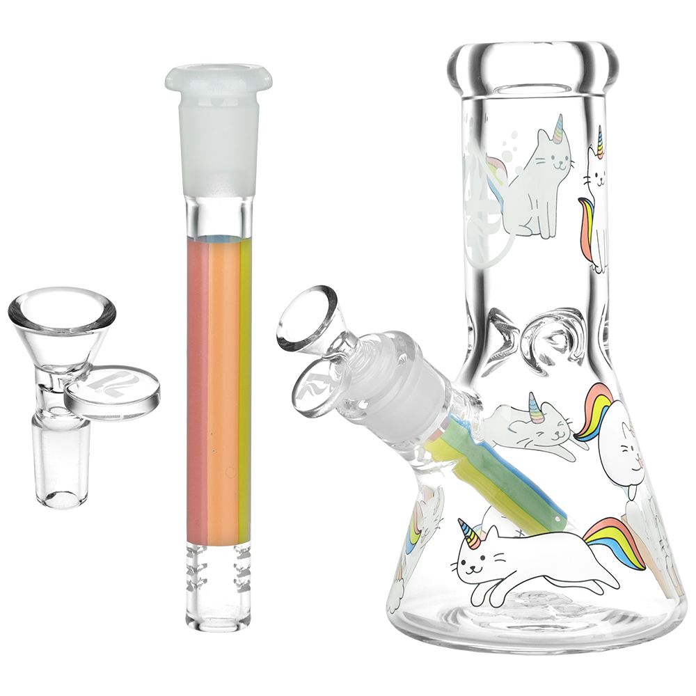 Pulsar Caticorns Design Series Glass Beaker Water Pipe - 8" / 14mm F, BDD Wholesale