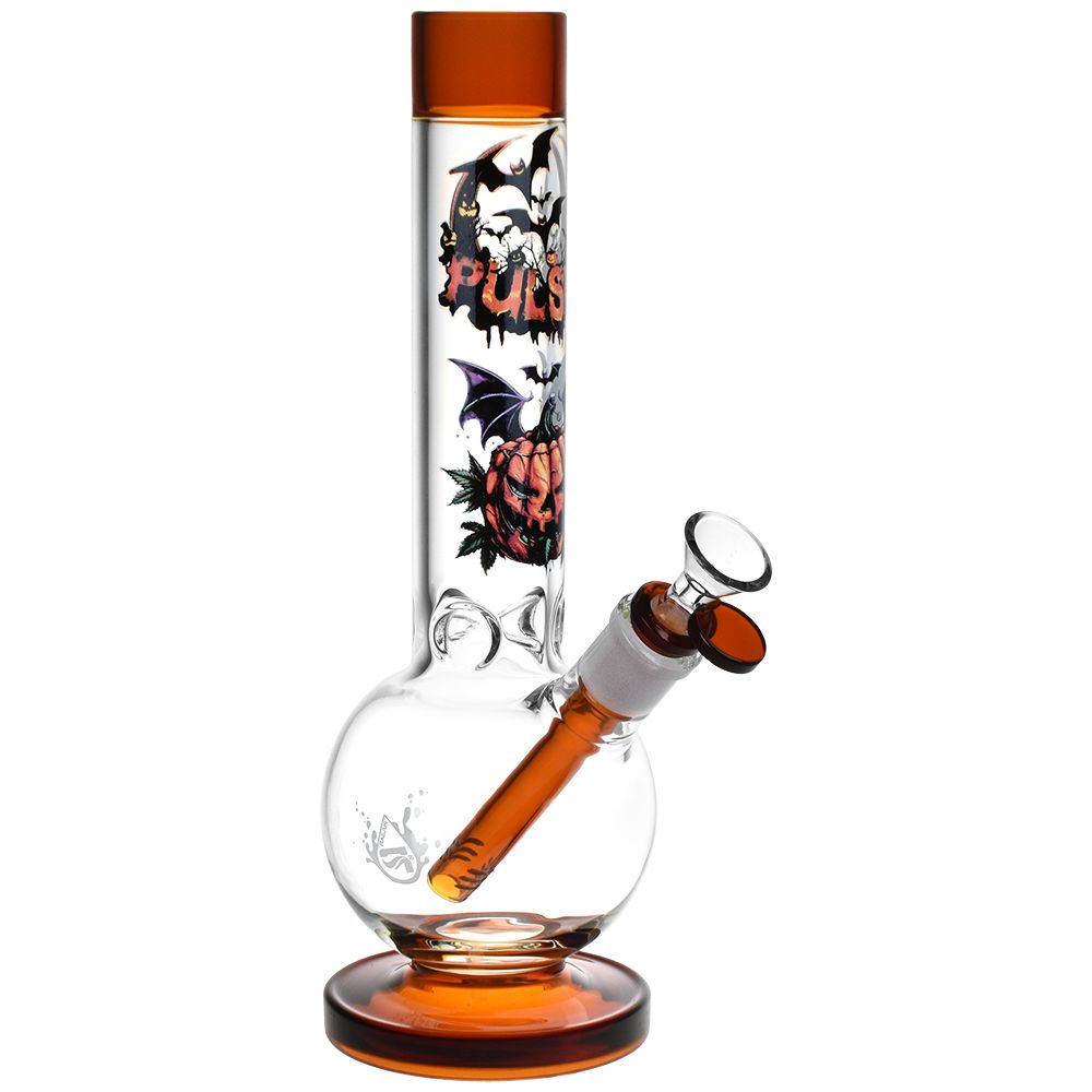 Pulsar Halloween Round Ball Glass Water Pipe - 11.75" / 14mm F, BDD Wholesale