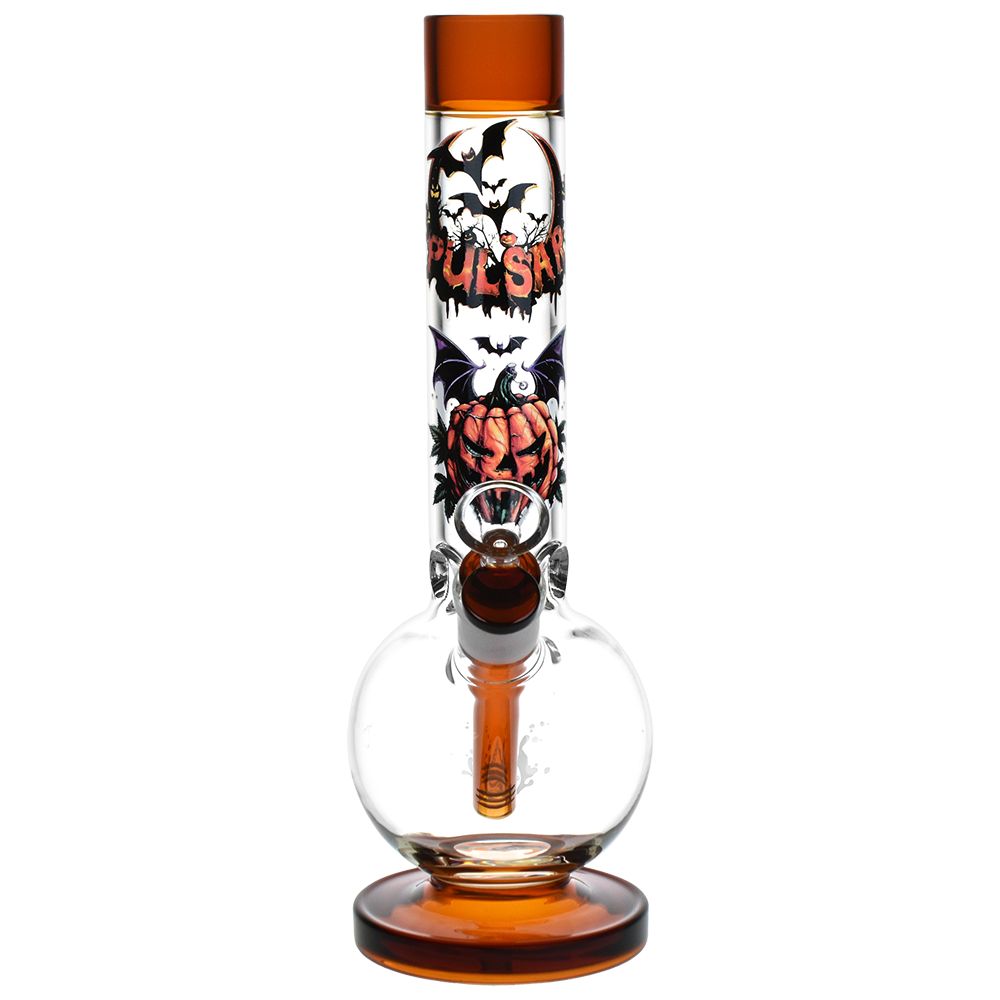 Pulsar Halloween Round Ball Glass Water Pipe - 11.75" / 14mm F, BDD Wholesale