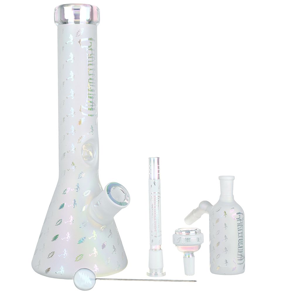Grateful Dead x Pulsar Bolts And Skellies Glass Beaker Water Pipe Set | 13.75" | 14mm F, BDD Wholesale