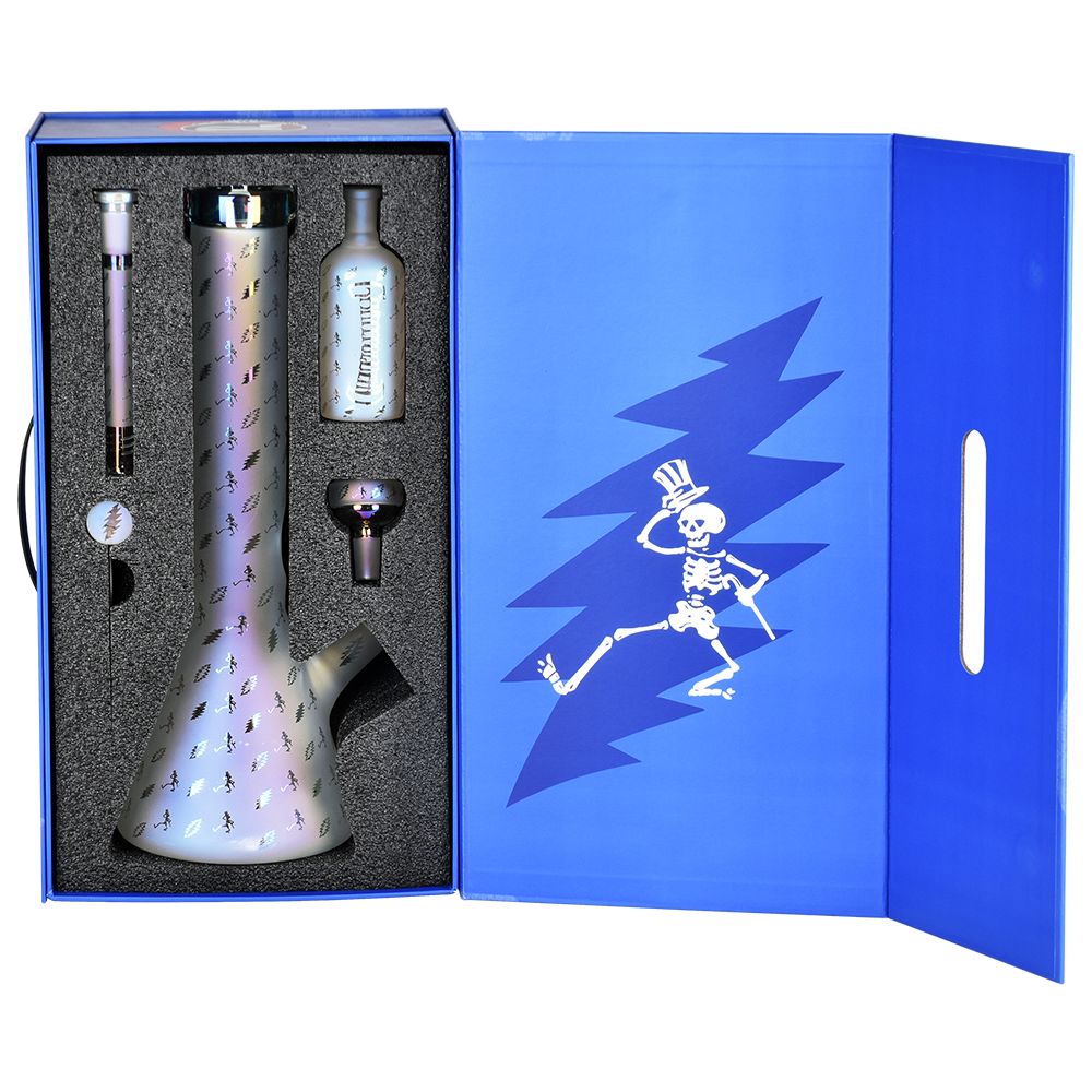 Grateful Dead x Pulsar Bolts And Skellies Glass Beaker Water Pipe Set | 13.75" | 14mm F, BDD Wholesale