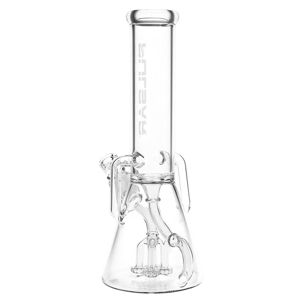 Pulsar Quad-Arm Mini Circ Perc Recycler Beaker Glass Water Pipe - 12" / 14mm F / Clear, BDD Wholesale