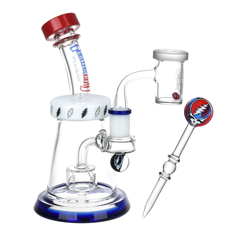 Grateful Dead x Pulsar Lightning Bell Dab Rig Set - 7.5" / 14mm F, BDD Wholesale