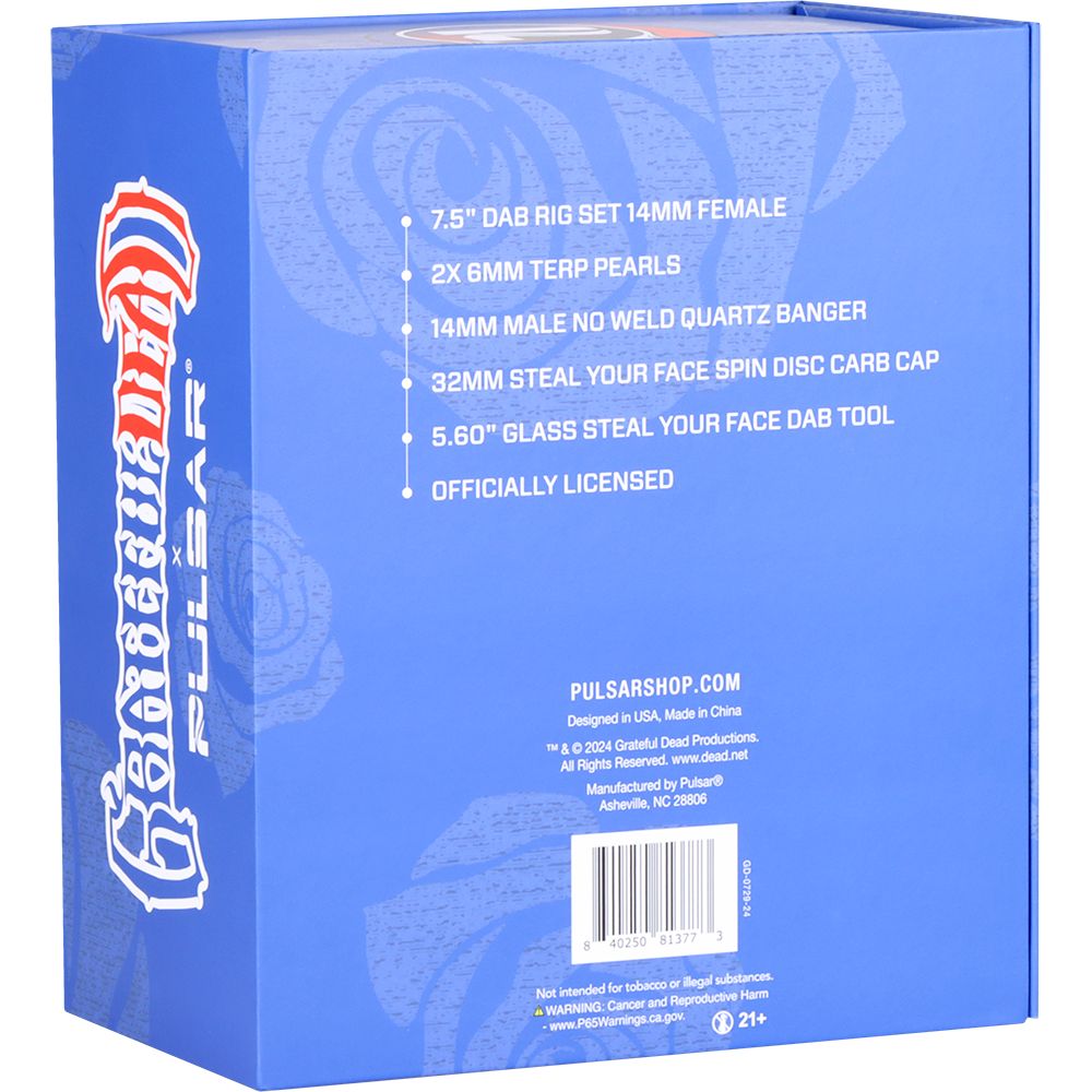 Grateful Dead x Pulsar Lightning Bell Dab Rig Set - 7.5" / 14mm F, BDD Wholesale