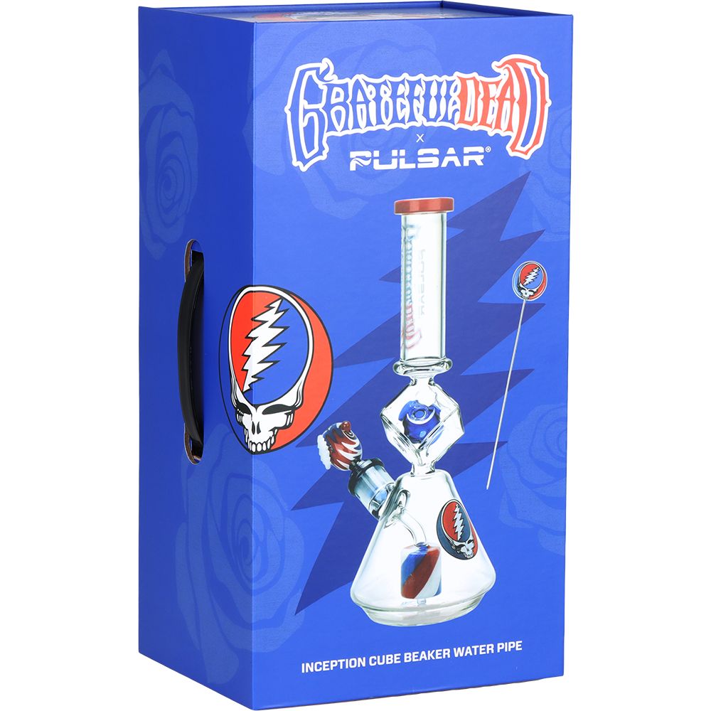 Grateful Dead x Pulsar Inception Cube Beaker Glass Water Pipe - 12.75" / 14mm F, BDD Wholesale