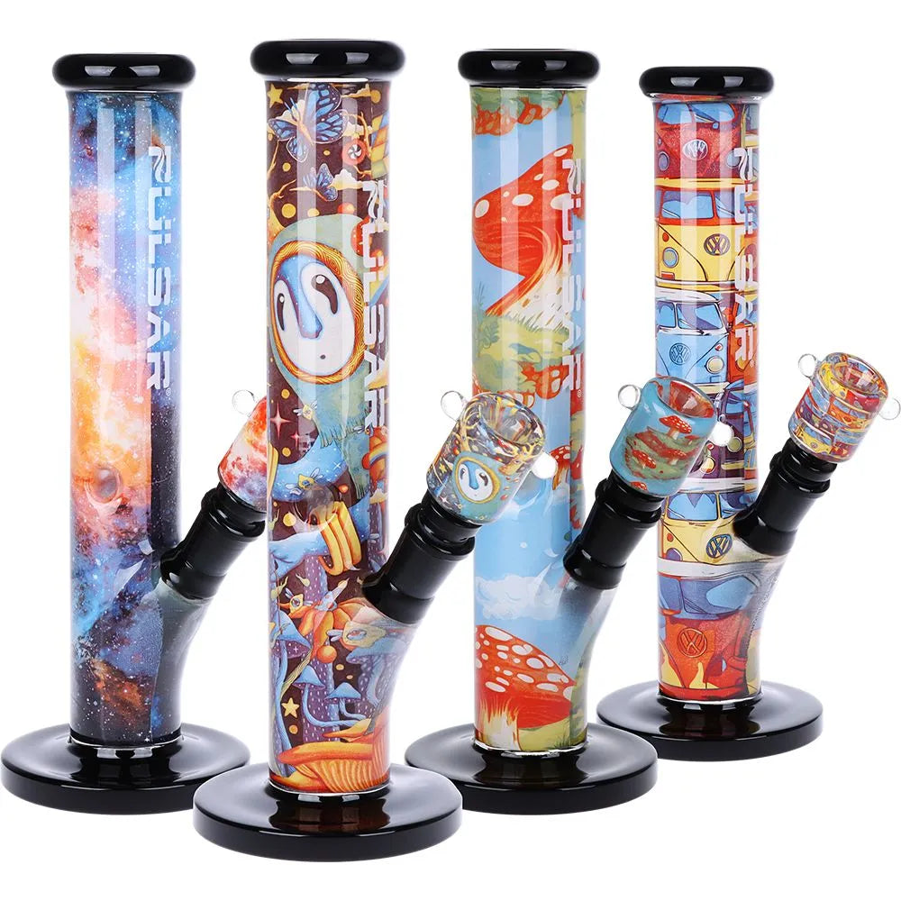 Pulsar Inside Print Straight Tube Glass Water Pipe | 11.25" | 14mm F, BDD Wholesale