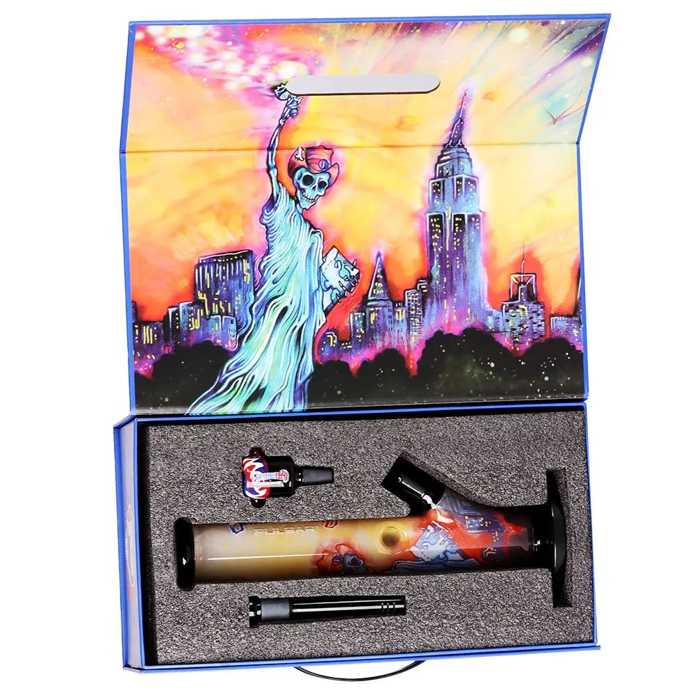 The Grateful Dead x Pulsar Inside Print Straight Tube Glass Water Pipe | 11.25" | 14mm F, BDD Wholesale