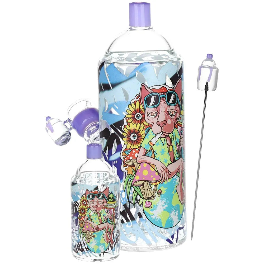Pulsar Graffiti Series Spray Paint Glass Water Pipe Set / 7.5" / 14mm F, BDD Wholesale