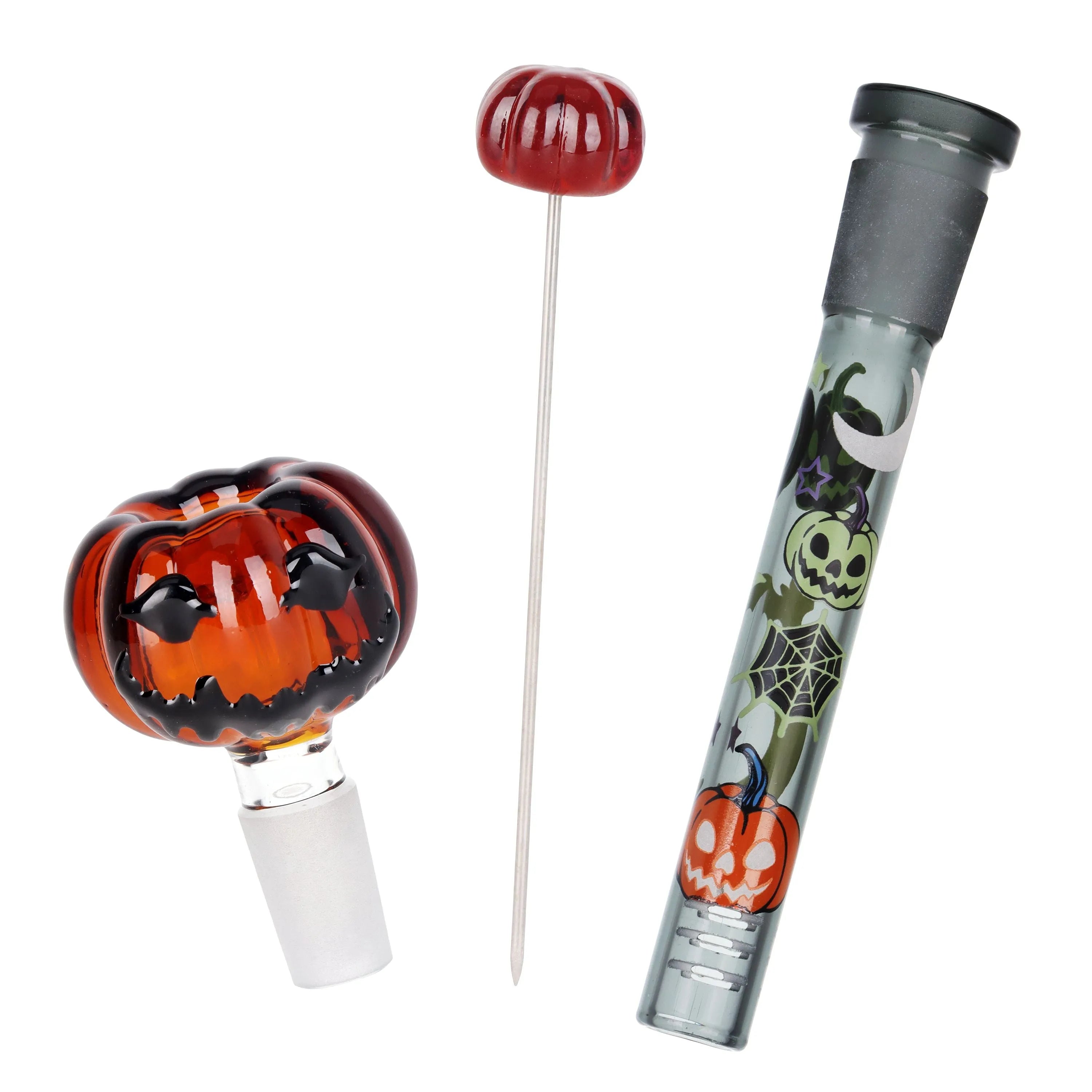Pulsar Halloween Party Herb Pipe Glow Duo- 10" / 14mm F, BDD Wholesale