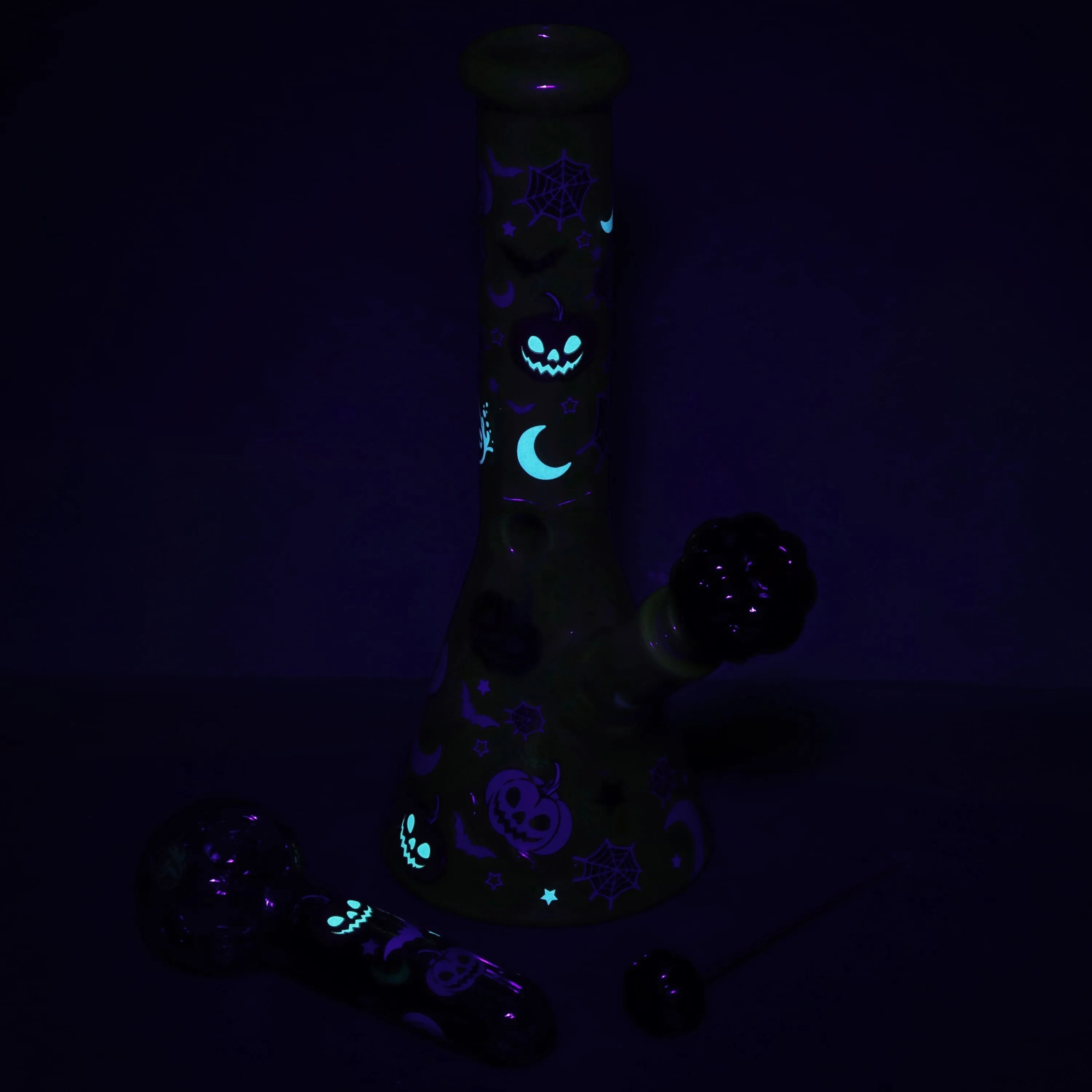 Pulsar Halloween Party Herb Pipe Glow Duo- 10" / 14mm F, BDD Wholesale