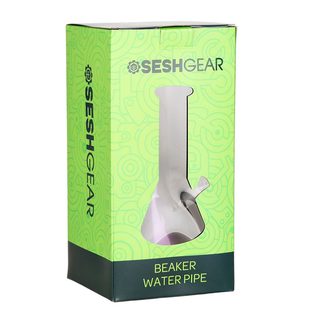 SeshGear Boxed Sparkle and Shine Beaker Glass Water Pipe - 10" / 14mm F / Colors Vary, BDD Wholesale