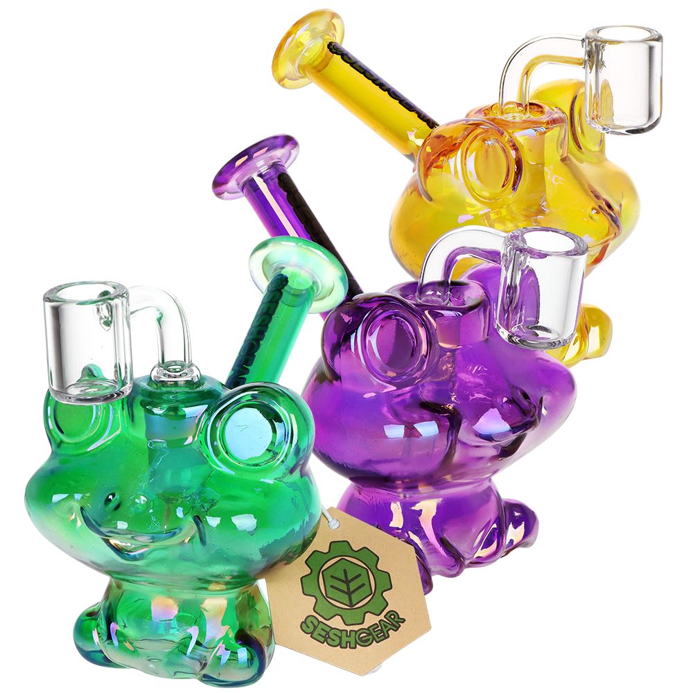 SeshGear Electro Frog Glass Dab Rig - 4.5" / 14mm F / Colors Vary, BDD Wholesale