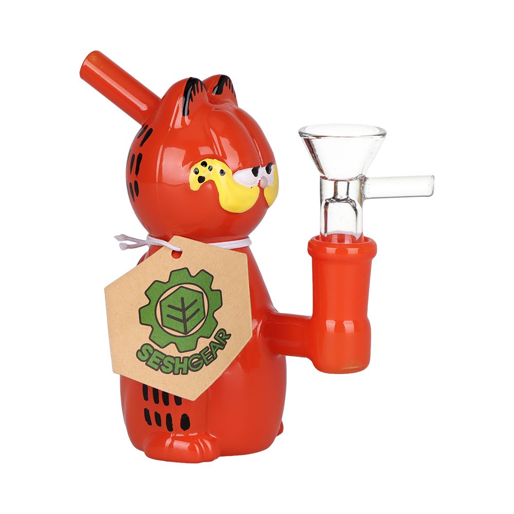 SeshGear Lasagna Lovin' Cat Glass Water Pipe - 4.5" / 14mm F, BDD Wholesale