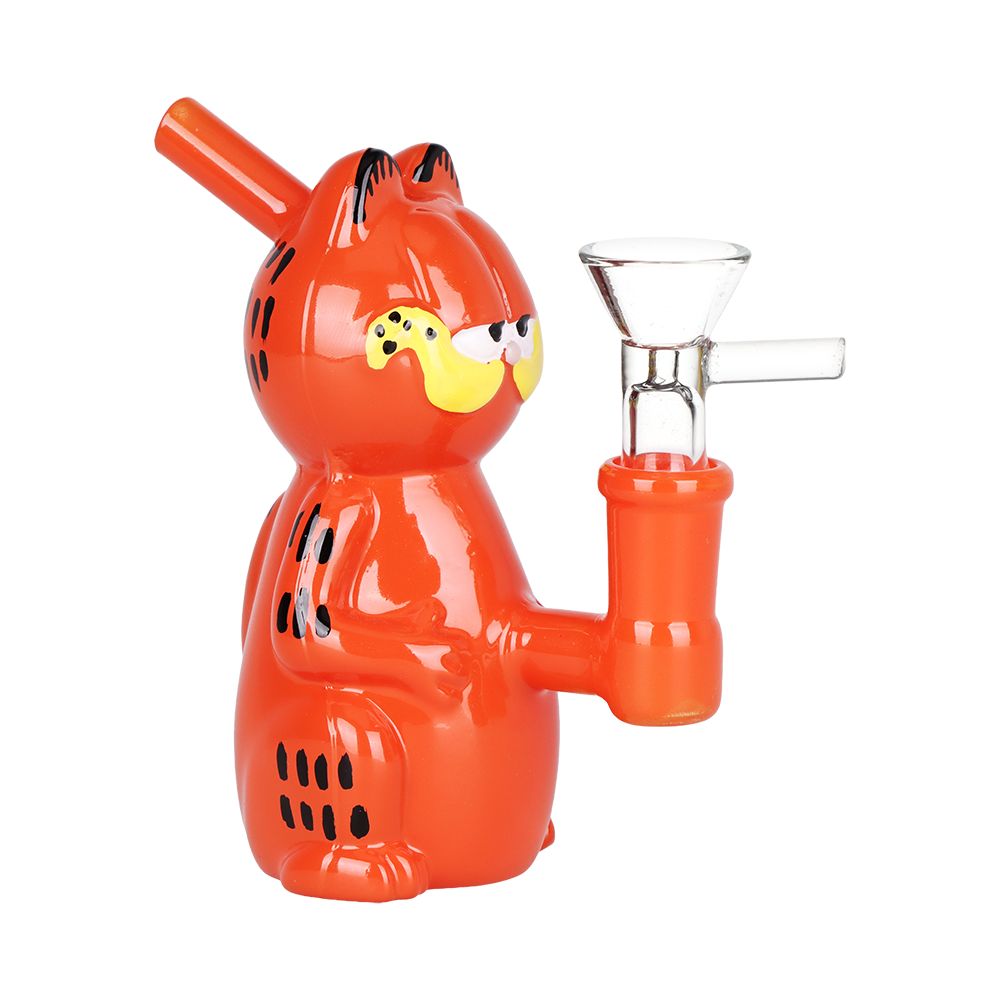 SeshGear Lasagna Lovin' Cat Glass Water Pipe - 4.5" / 14mm F, BDD Wholesale