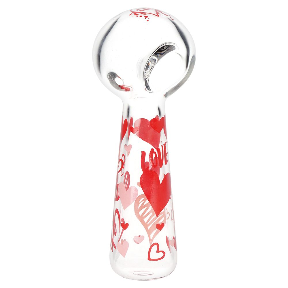 Pulsar Valentine's Hearts 'n' Roses Glass Herb Pipe Duo - 10" / 14mm F, BDD Wholesale