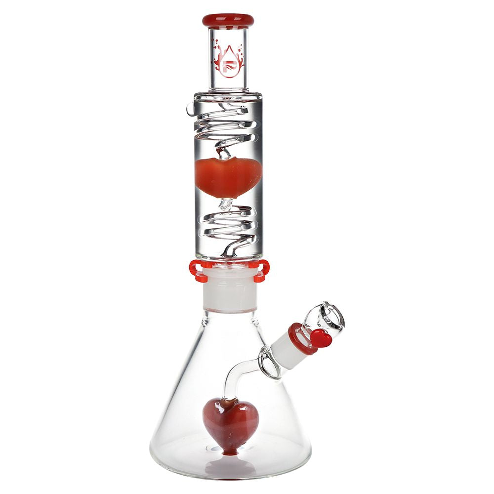 Pulsar Love Heart Beat Glycerin Beaker Glass Water Pipe - 14" / 19mm F, BDD Wholesale