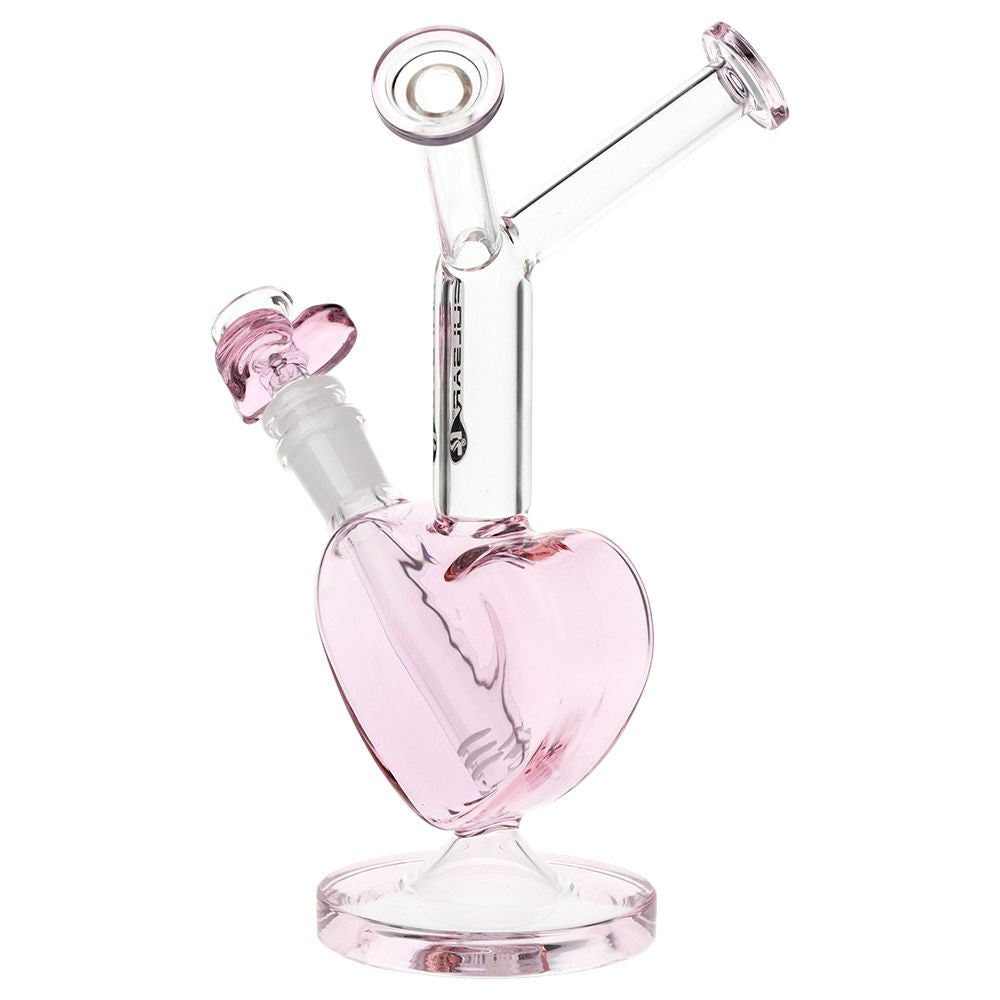 Pulsar Double Kiss Heart Glass Water Pipe - 11" / 14mm F, BDD Wholesale