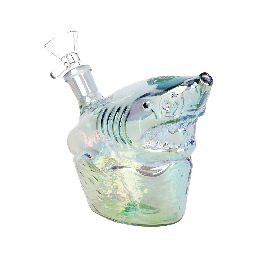 Seshgear Shark Attack Electroplated Glass Water Pipe - 5.5" / 14mm F / Colors Vary, BDD Wholesale