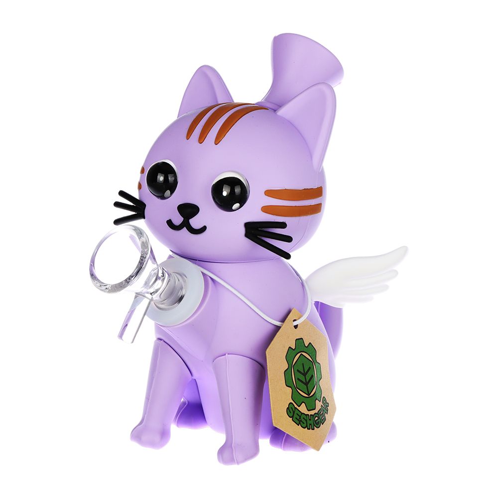 3CT BUNDLE - SeshGear Celestial Kitty Friend Silicone Water Pipe - 5.5" / 14mm F / Assorted Colors, BDD Wholesale