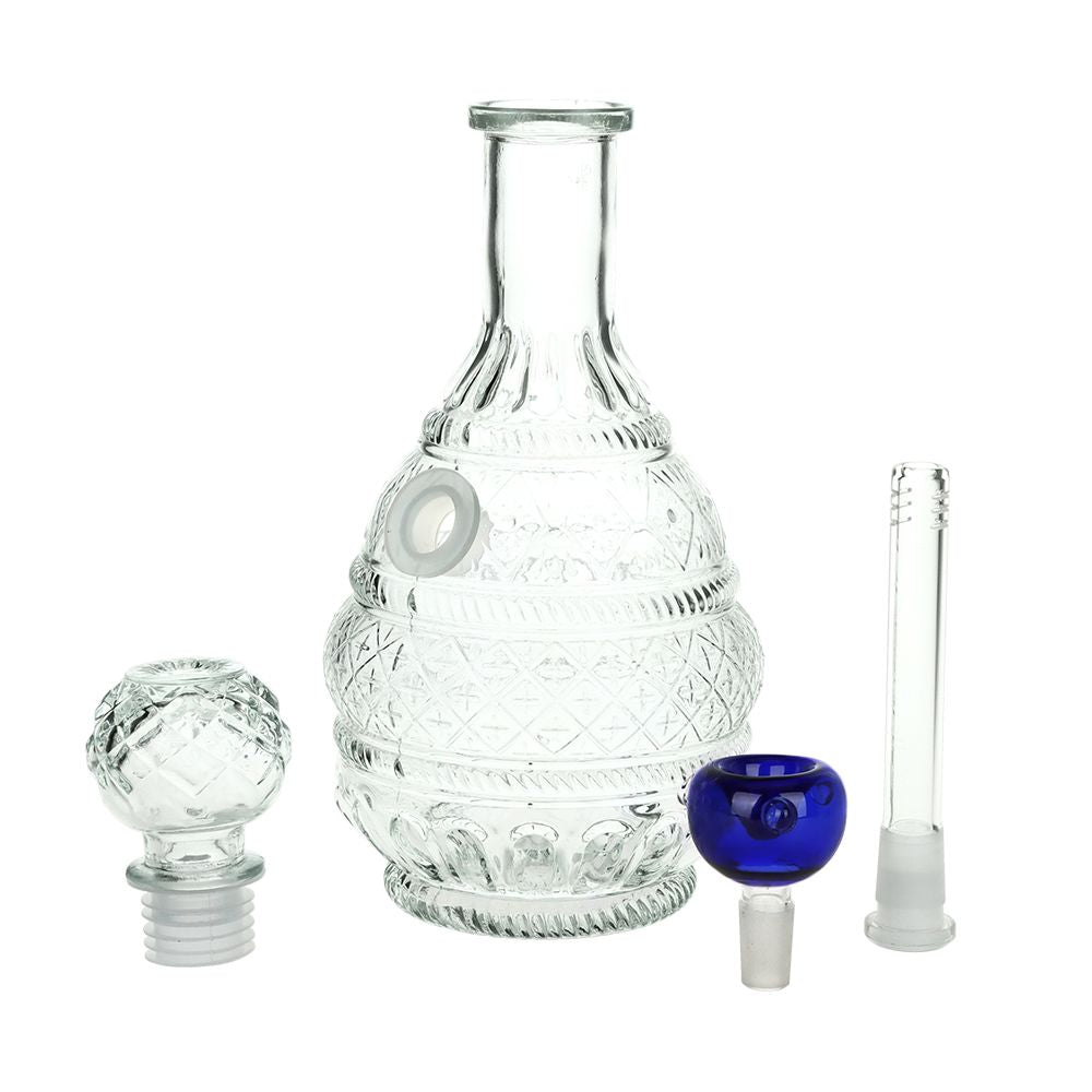SeshGear Vintage Decanter Style Glass Water Pipe - 10.5" / 14mm F / Round Lotus / Colors Vary, BDD Wholesale