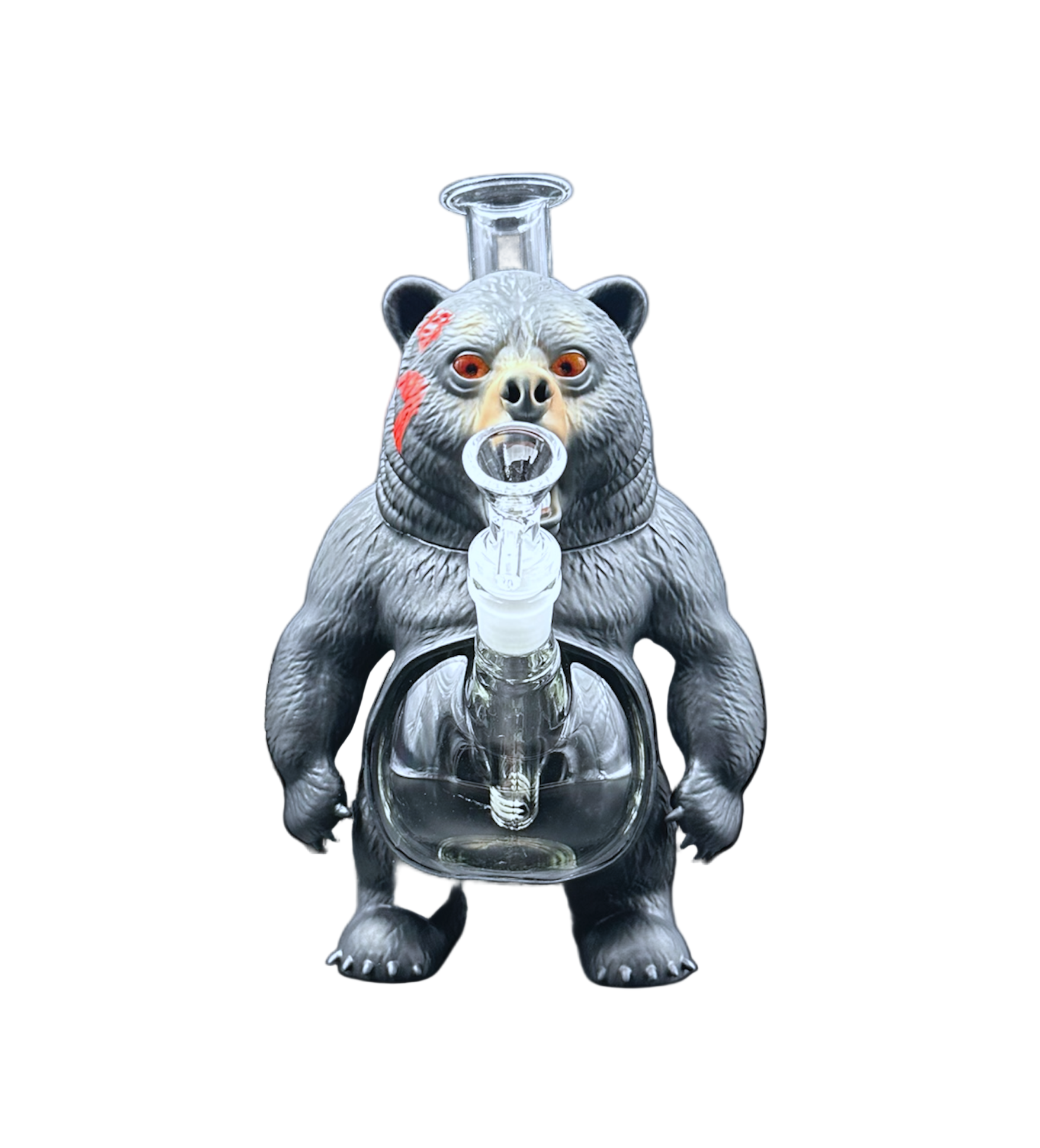 Glass Water Pipe - Bleeding Bear (11")