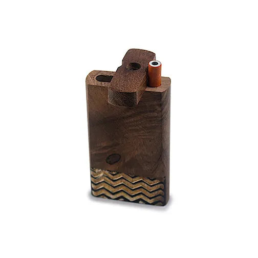 Handmade Wooden Wave Pattern Dugout w/ One Hitter: The Only Smoking Accessory You'll Ever Need