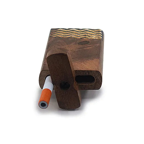 Handmade Wooden Wave Pattern Dugout w/ One Hitter: The Only Smoking Accessory You'll Ever Need