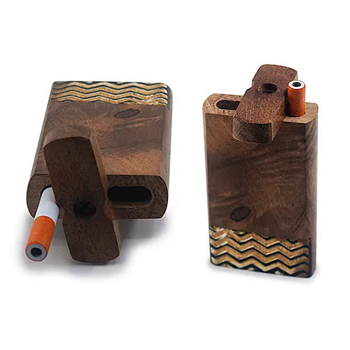 Handmade Wooden Wave Pattern Dugout w/ One Hitter: The Only Smoking Accessory You'll Ever Need