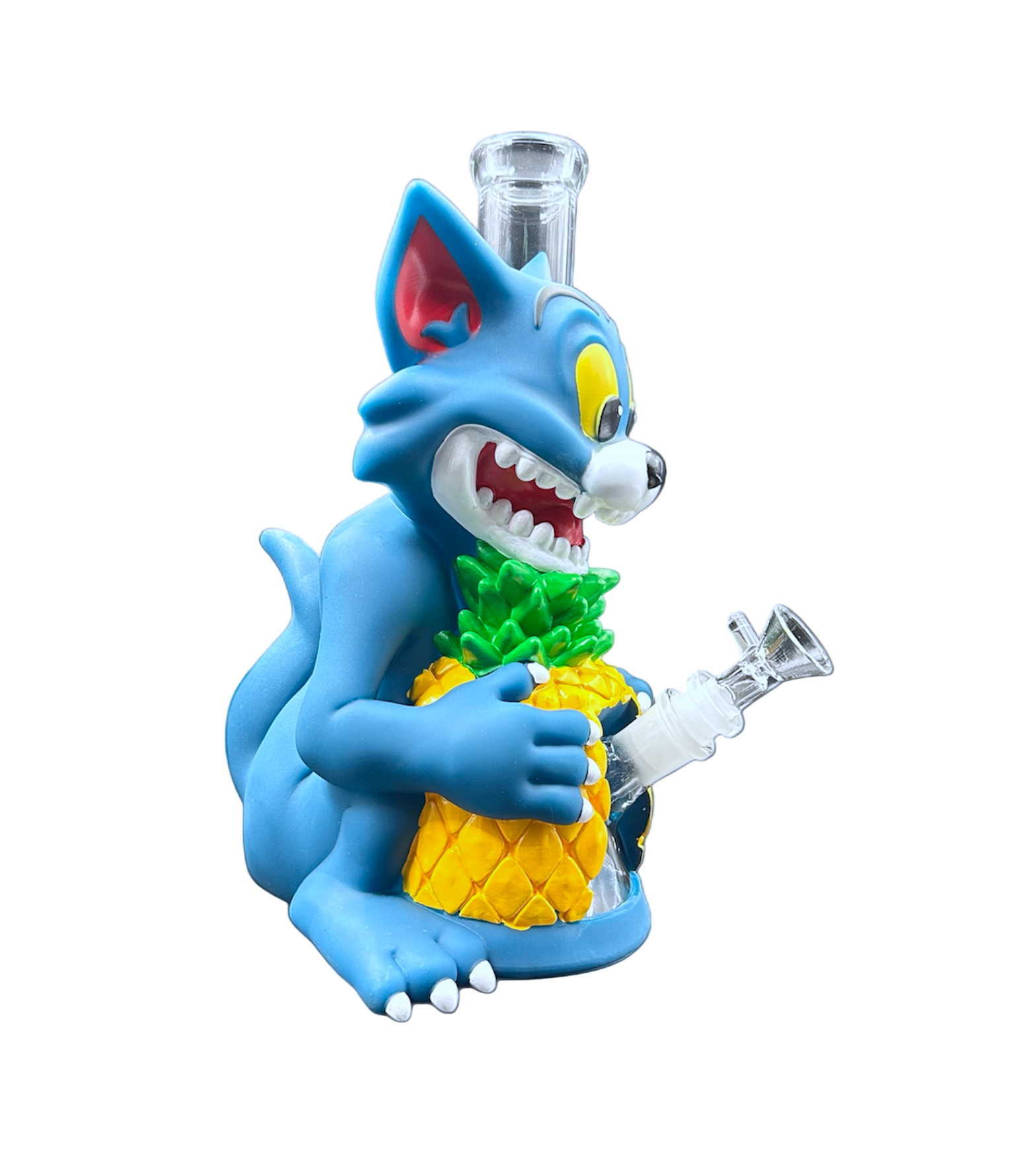 Glass Water Pipe - Crazy Cats (11")