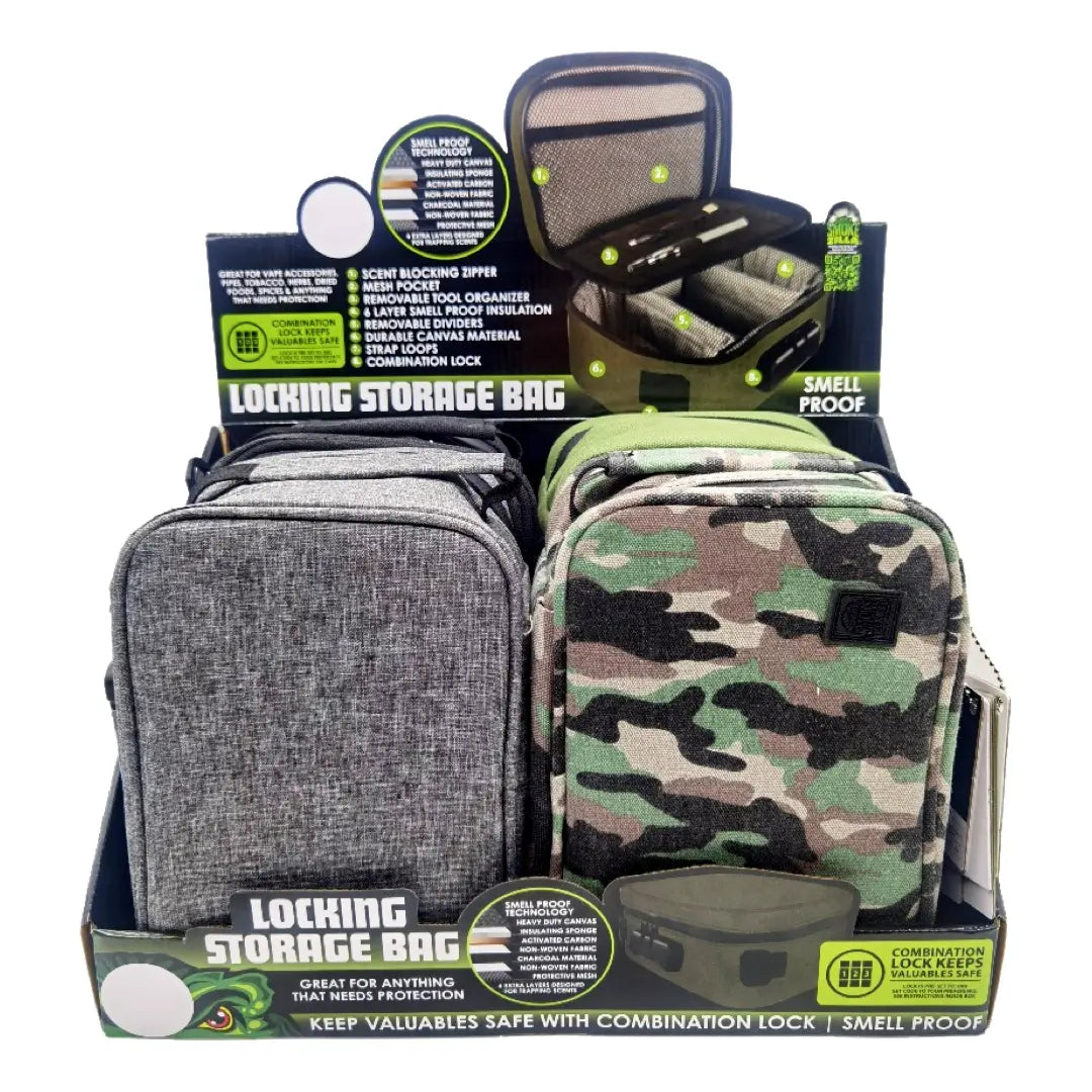 Smell Proof Canvas Lock Bag with Tool Organizer - 4 Pieces Per Retail Ready Display 23318 SMOKEZILLA