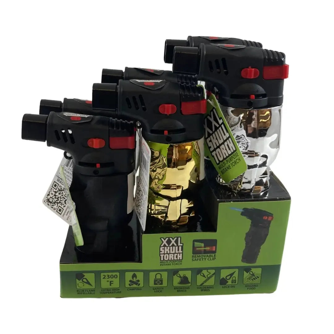 Metallic XXL Skull Torch Lighter - 6 Pieces Per Retail Ready Display 41380 SMOKEZILLA