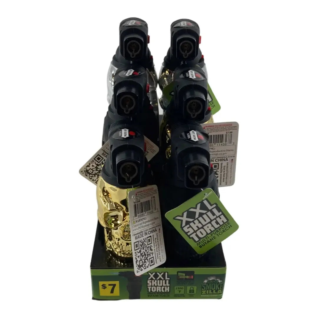 Metallic XXL Skull Torch Lighter - 6 Pieces Per Retail Ready Display 41380 SMOKEZILLA
