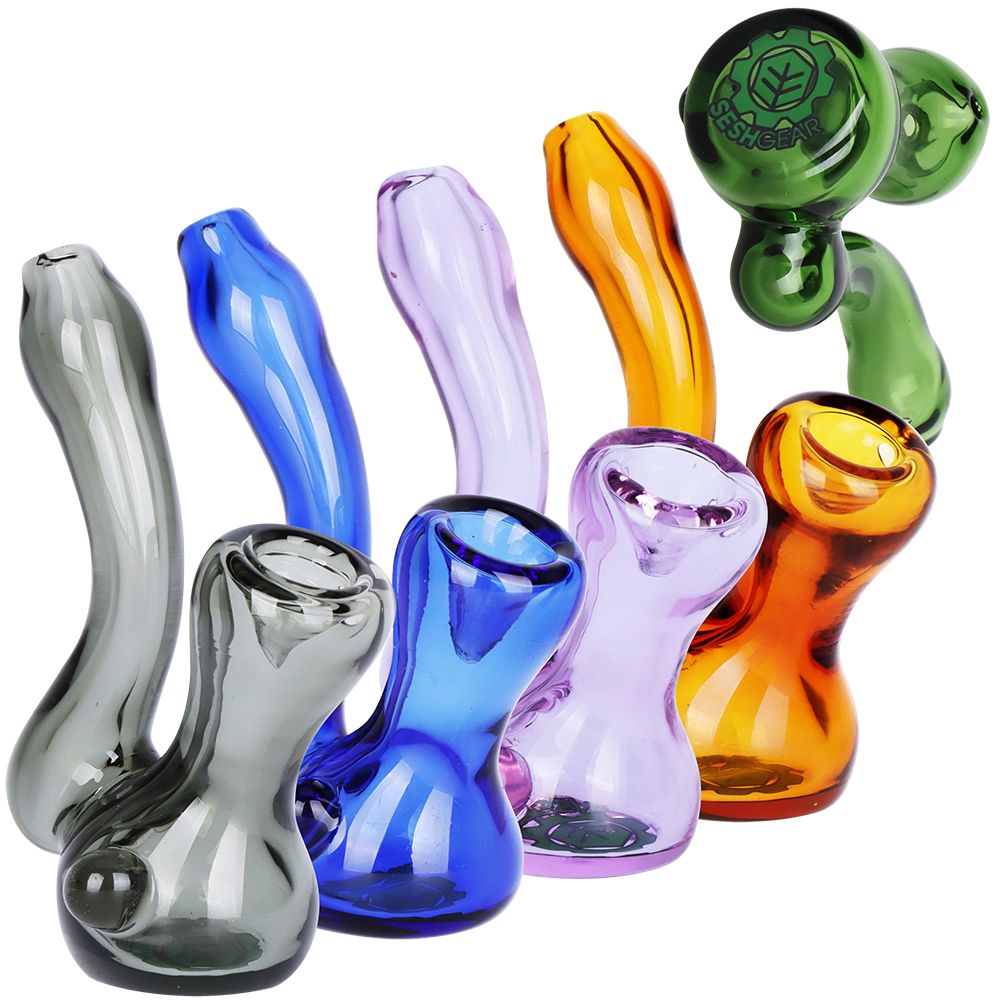 5CT BUNDLE - SeshGear Sherlock Jr. Mini Glass Hand Pipe - 2.5" / Assorted Colors, BDD Wholesale