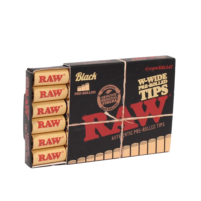 RAW - Black Wide Pre Rolled Tips (20pk)