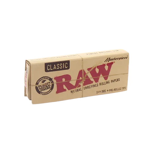 RAW - 1 1/4 Masterpiece Classic w/ Pre Rolled Tip (24 packs)