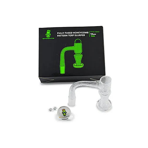Space King Fully Fused Honeycomb Pattern Terp Slurper (Black / Green)