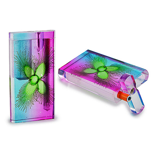 Handmade Acrylic Dugout w/ One Hitter - Rainbow Flower