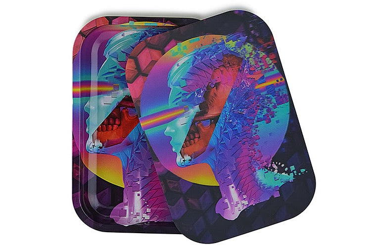 3D Holographic Metal Rolling Tray w/ Magnetic Lid (Design B25)