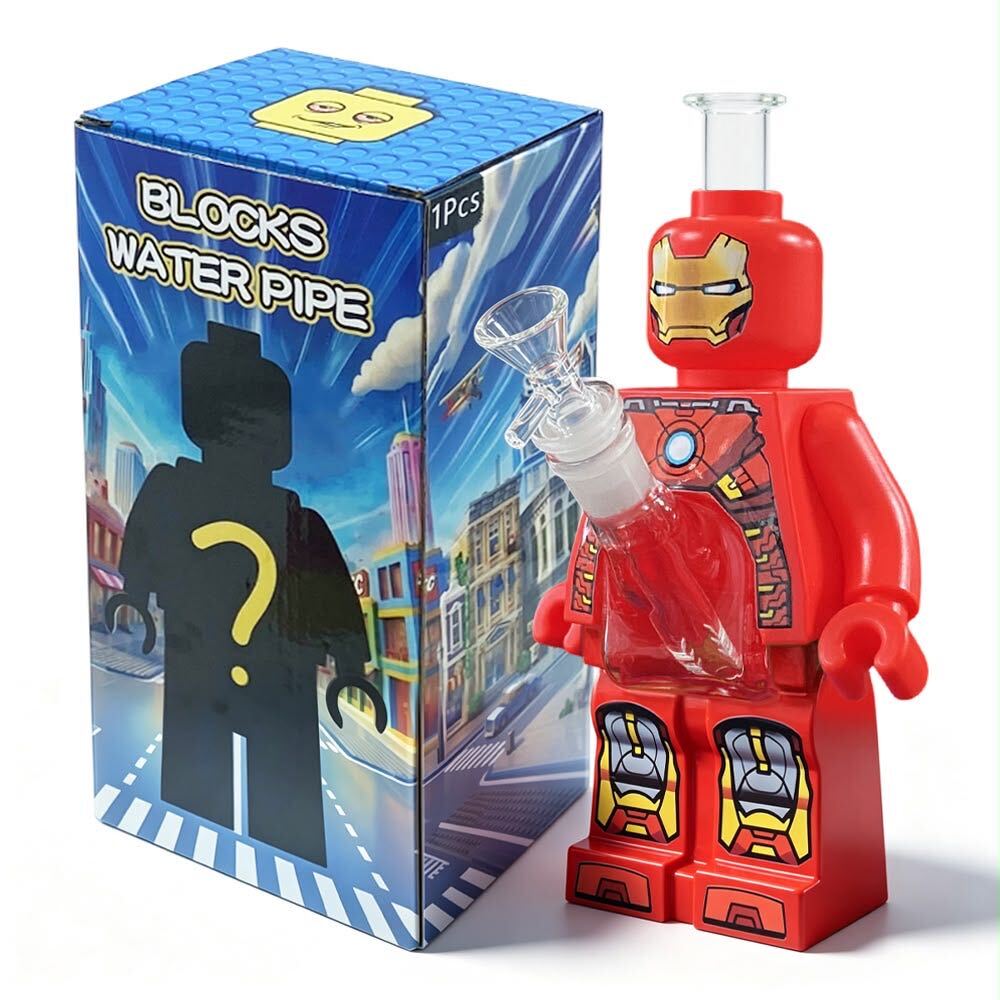 Glass Water Pipe - Red Blocks