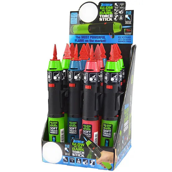 Glow in The Dark Torch Stick Lighter with Bottle Opener - 12 Pieces Per Retail Ready Display 21984 TORCH BLUE