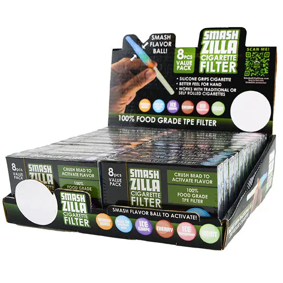 Cigarette Filters with Flavor Assortment - 24 Pieces Per Retail Ready Display 22238 SMOKEZILLA