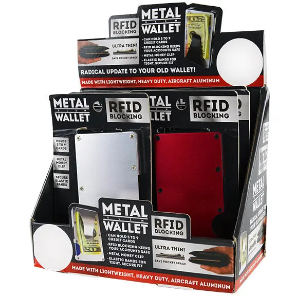 Metal RFID Blocking Ultra-Thin Wallet - 6 Pieces Per Retail Ready Display 22282 ROUGHNECK