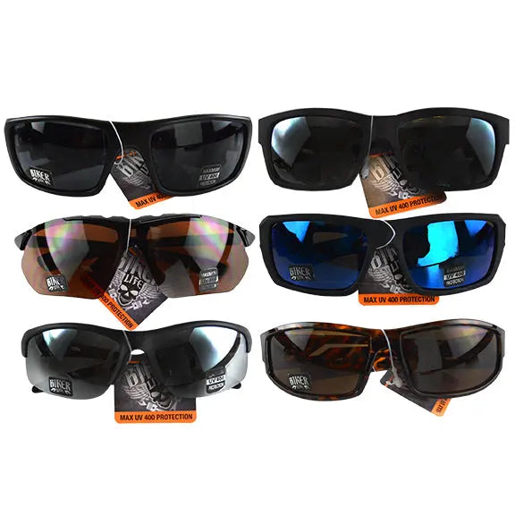 Sunglasses Biker Life Assortment - 6 Pieces Per Pack 22484 DRIVER'S EDGE