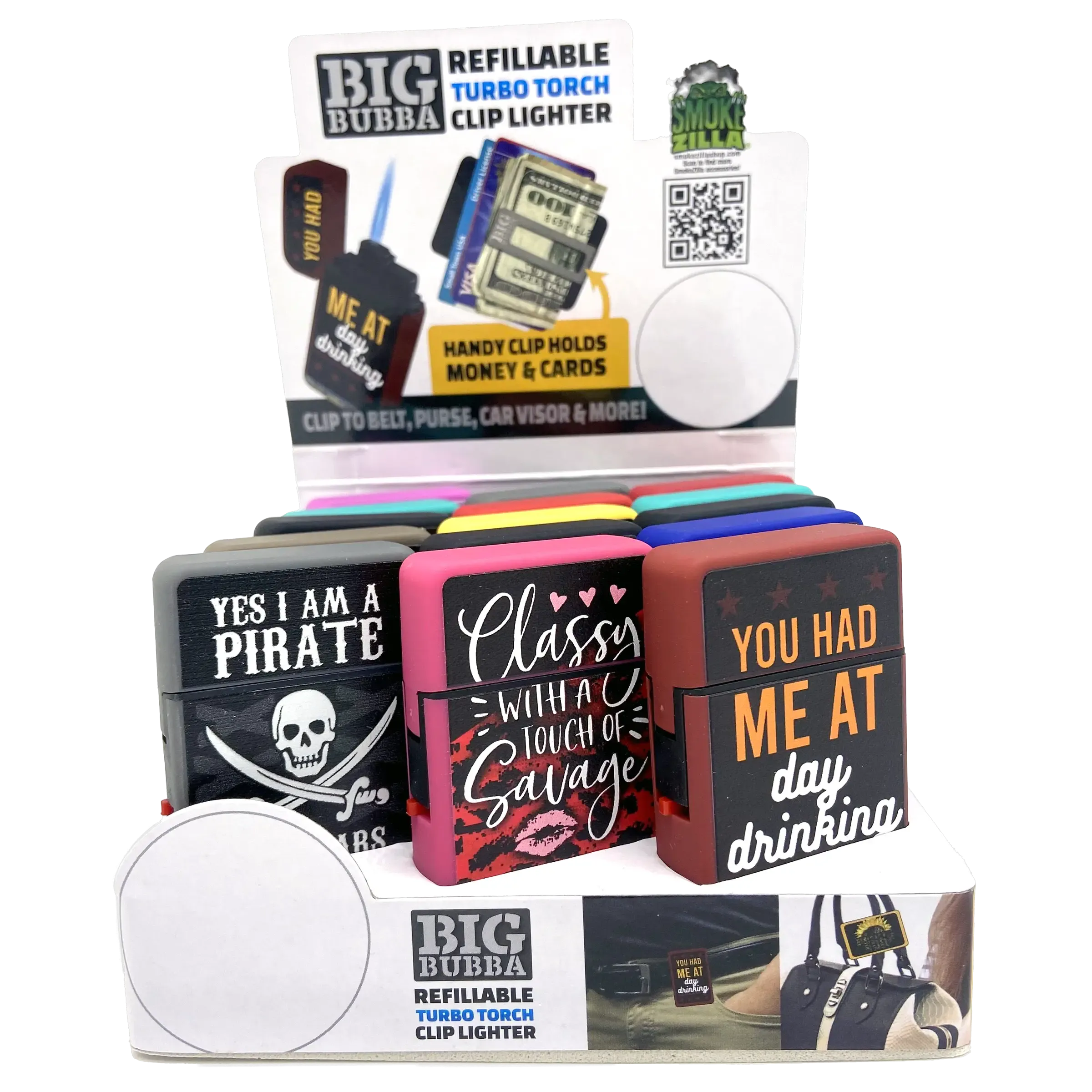 Big Bubba Dual Torch Lighter with Money Clip - 15 Pieces Per Retail Ready Display 23487 SMOKEZILLA