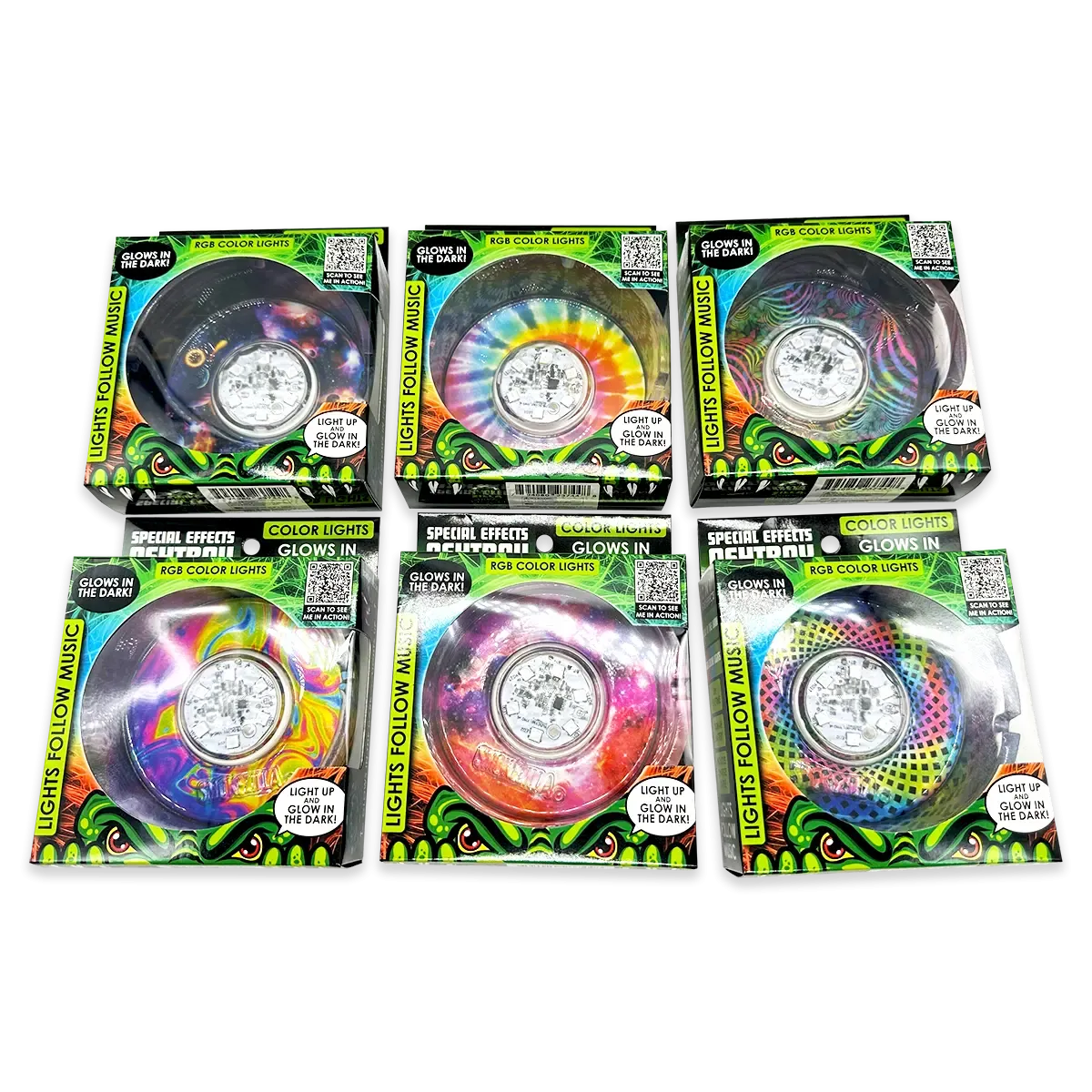 Light-Up Glass Ashtray with Multi-Color LED Lights - 6 Pieces Per Retail Ready Display 23744 SMOKEZILLA