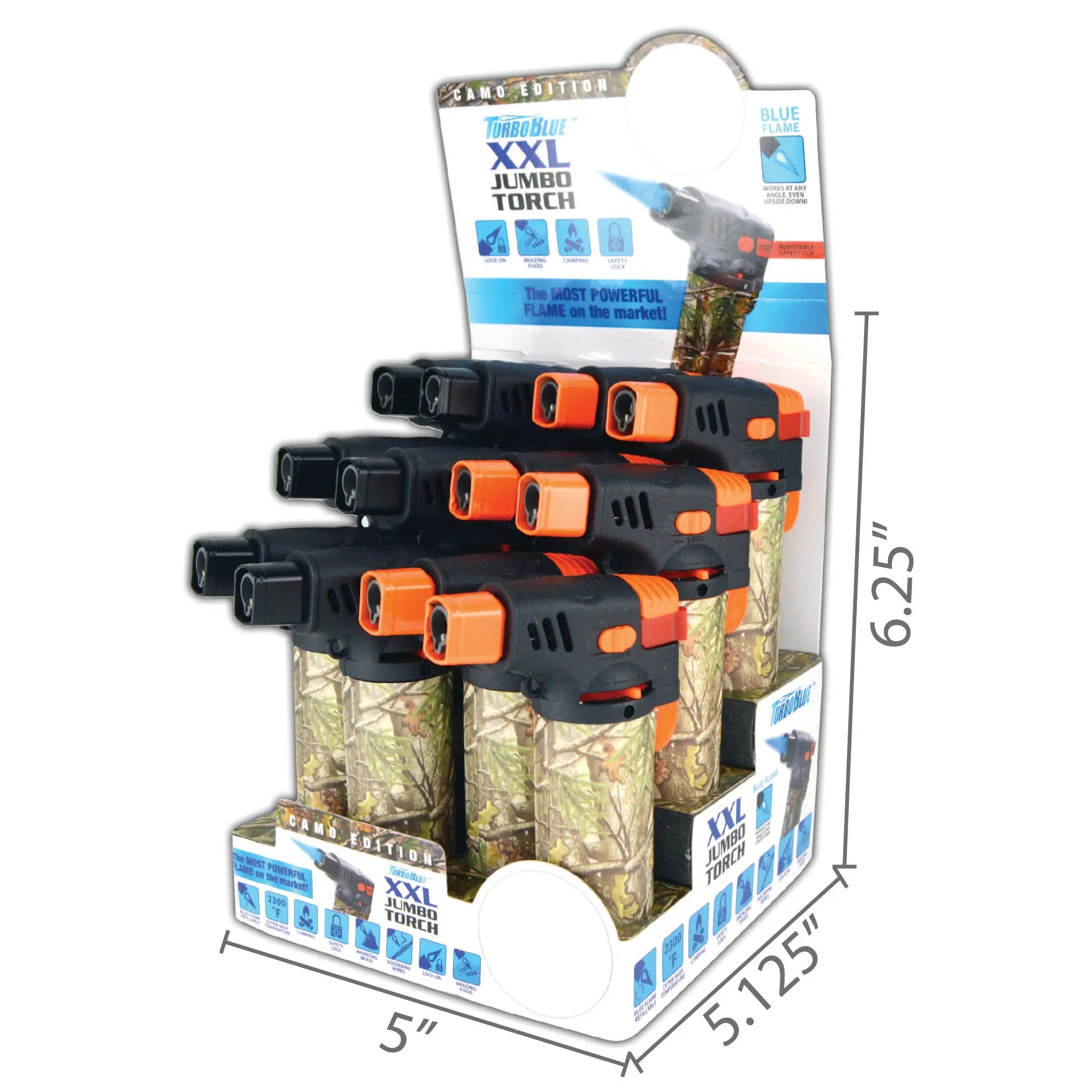Camo Torch Lighter XXL  - 12 Pieces Per Retail Ready Display 23927 TORCH BLUE