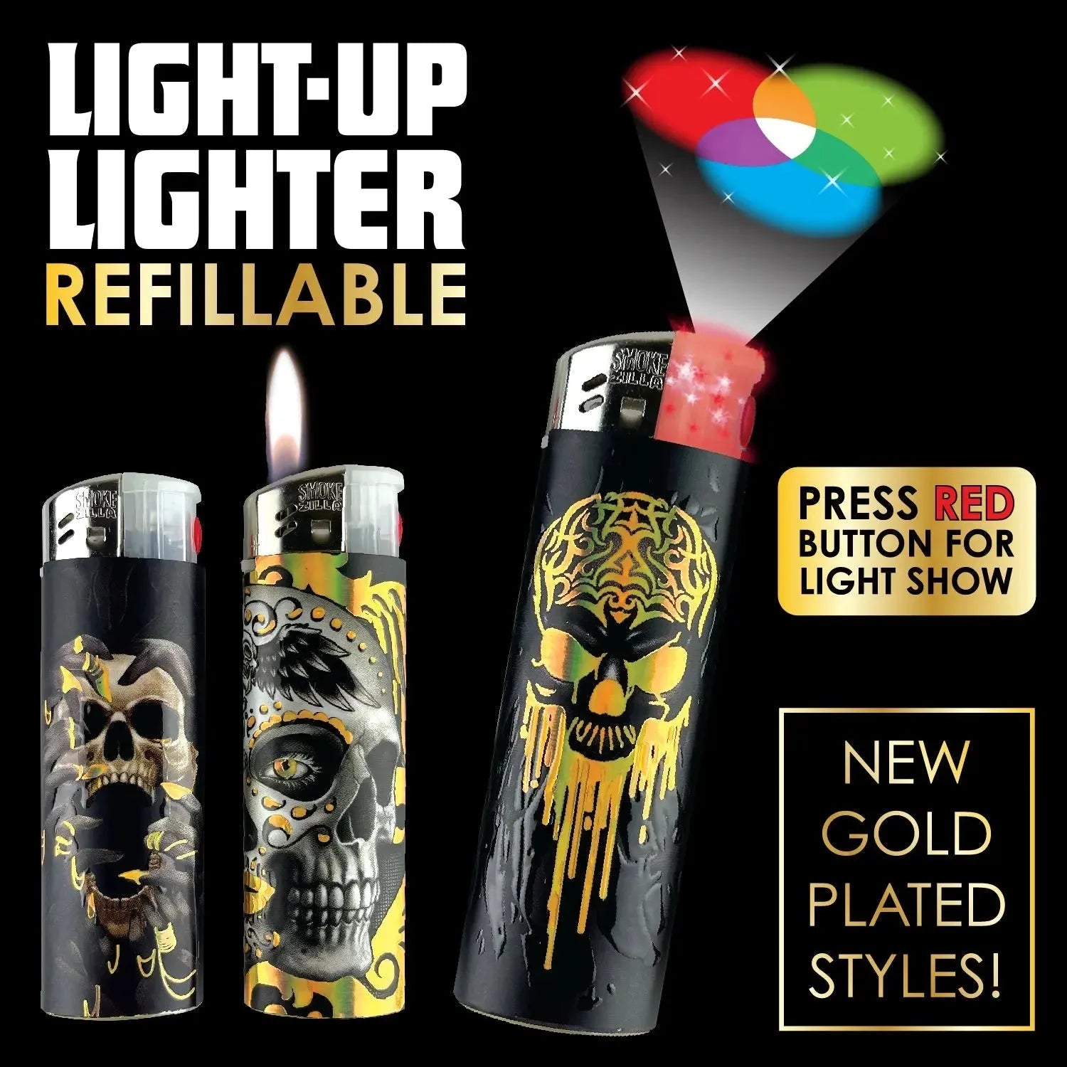 Foil Print Light-Up Lighter - 30 Pieces Per Retail Ready Display 23954 SMOKEZILLA