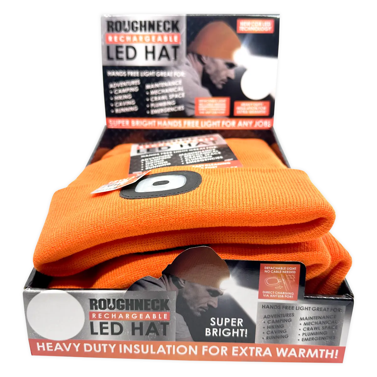 Roughneck LED Orange Hat 6 Pieces Per Retail Ready Display 25001 ROUGHNECK